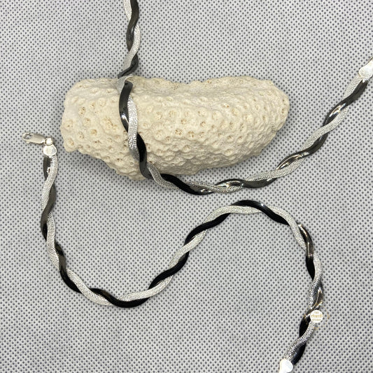 Sterling Silver Dual Tone Plain Anklet