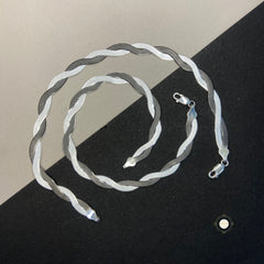 Sterling Silver Dual Tone Plain Anklet