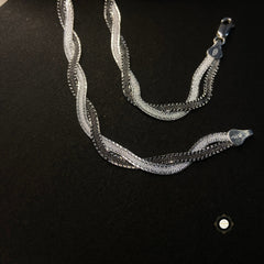 Sterling Silver Dual Tone Plain Anklet