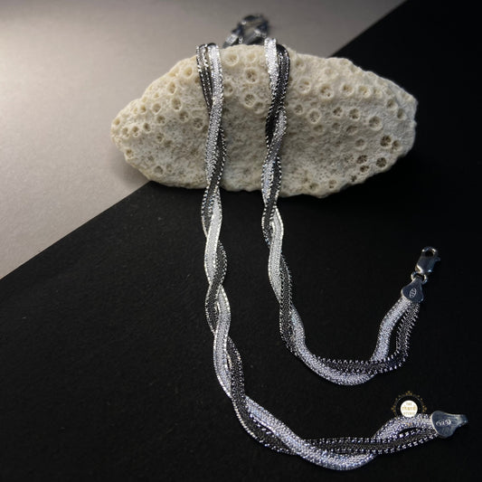 Sterling Silver Dual Tone Plain Anklet