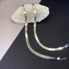 Sterling Silver Dual Tone Plain Anklet