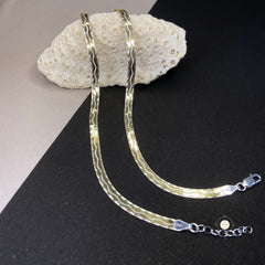 Sterling Silver Dual Tone Plain Anklet