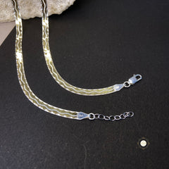 Sterling Silver Dual Tone Plain Anklet