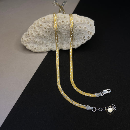 Sterling Silver Dual Tone Plain Anklet