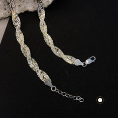 Sterling Silver Dual Tone Plain Anklet