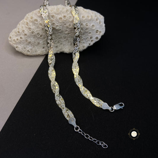 Sterling Silver Dual Tone Plain Anklet