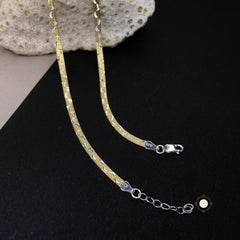 Sterling Silver Dual Tone Plain Anklet