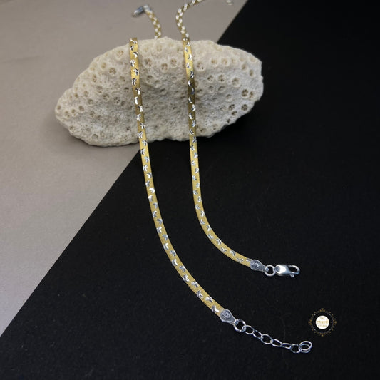 Sterling Silver Dual Tone Plain Anklet