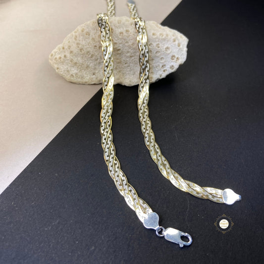 Sterling Silver Dual Tone Plain Anklet