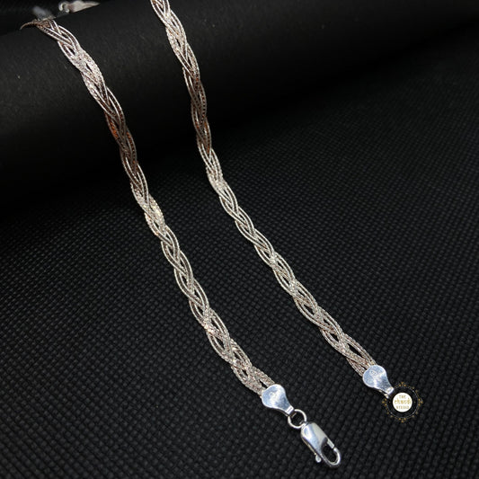 Sterling Silver Dual Tone Plain Anklet