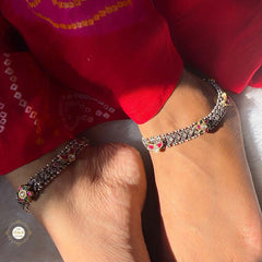 Sterling Silver Jashn Fusion Rawa Anklet