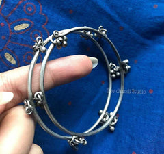 Sterling Silver Ghungroo Bangle (Piece)