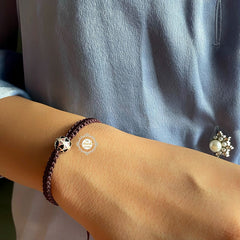 Handcrafted Enamel Bead Braid Bracelet Brown (Piece)