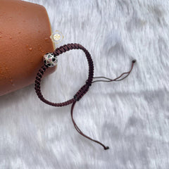 Handcrafted Enamel Bead Braid Bracelet Brown (Piece)