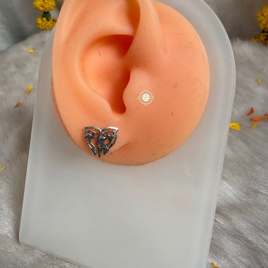 Buy Chandi Earrings Online Heart Silver Stud Design