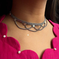 Sterling Silver Celestial Links Choker Necklace