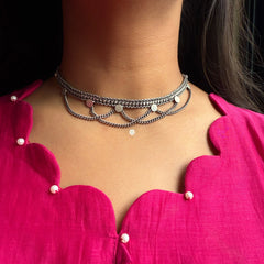 Sterling Silver Celestial Links Choker Necklace