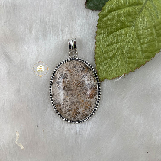 Classic Fossil Coral Stone Pendant