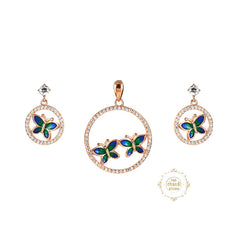 Sparkling Silver Butterfly Whisper Pendent Set