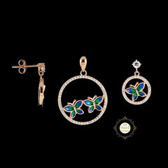 Sparkling Silver Butterfly Whisper Pendent Set