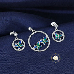 Sparkling Silver Butterfly Whisper Pendent Set