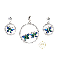 Sparkling Silver Butterfly Whisper Pendent Set