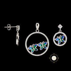 Sparkling Silver Butterfly Whisper Pendent Set