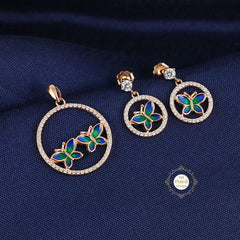 Sparkling Silver Butterfly Whisper Pendent Set