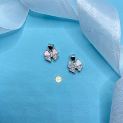 Sparkling Silver Minimal Bow Pendant