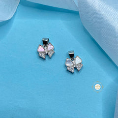 Sparkling Silver Minimal Bow Pendant