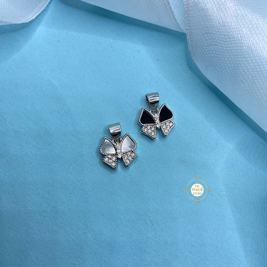 Sparkling Silver Minimal Butterfly Pendant (Reversible)