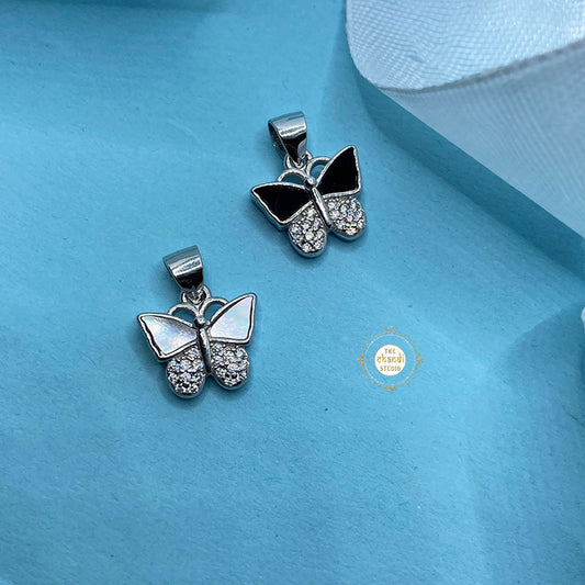 Sparkling Silver Angel Wing Butterfly Pendant (Reversible)