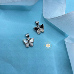 Sparkling Silver Angel Wing Butterfly Pendant (Reversible)