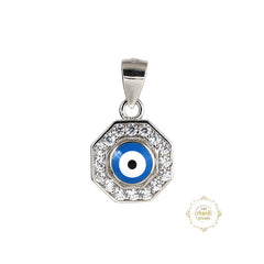 Sparkling Silver Minimal Evil Eye Pendant