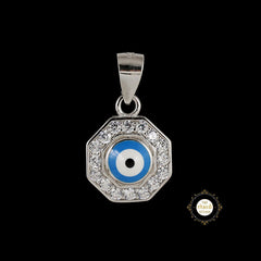 Sparkling Silver Minimal Evil Eye Pendant