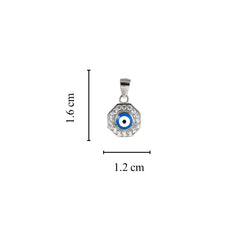 Sparkling Silver Minimal Evil Eye Pendant