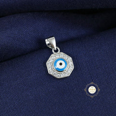 Sparkling Silver Minimal Evil Eye Pendant