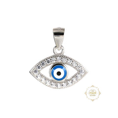 Sparkling Silver Minimal Evil Eye Pendant