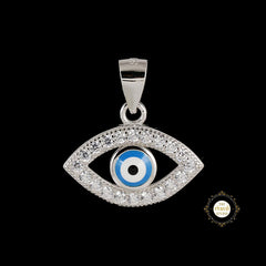 Sparkling Silver Minimal Evil Eye Pendant