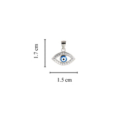 Sparkling Silver Minimal Evil Eye Pendant