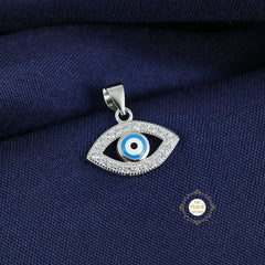 Sparkling Silver Minimal Evil Eye Pendant