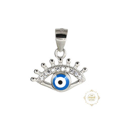 Sparkling Silver Minimal Evil Eye Pendant