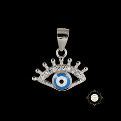 Sparkling Silver Minimal Evil Eye Pendant