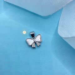 Sparkling Silver Dainty Bow Delight Pendant