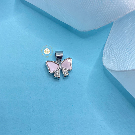 Sparkling Silver Dainty Bow Delight Pendant