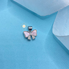 Sparkling Silver Dainty Bow Delight Pendant