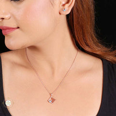 Sterling Silver Sparkling Silver Butterfly Grid Pendant Set