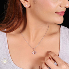 Sterling Silver Sparkling Silver Butterfly Grid Pendant Set