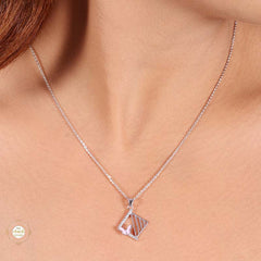 Sterling Silver Sparkling Silver Butterfly Grid Pendant Set