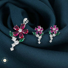 Sterling Silver Sparkling Silver Floral Elegance Set